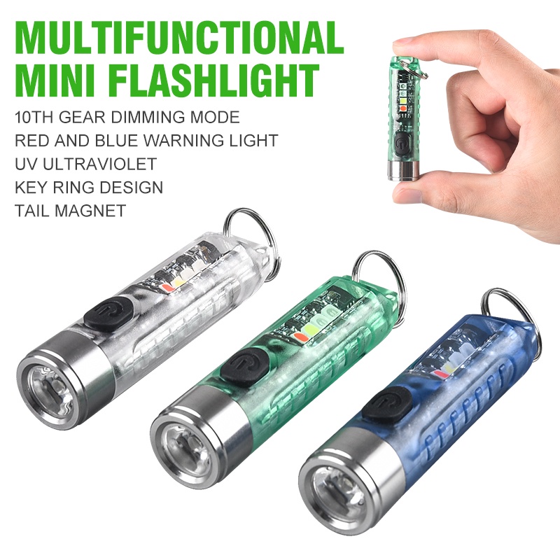 Móc Khóa Đèn Pin S11 LED Mini Type-C Hít Nam Châm Dạ Quang Đa Ứng Dụng