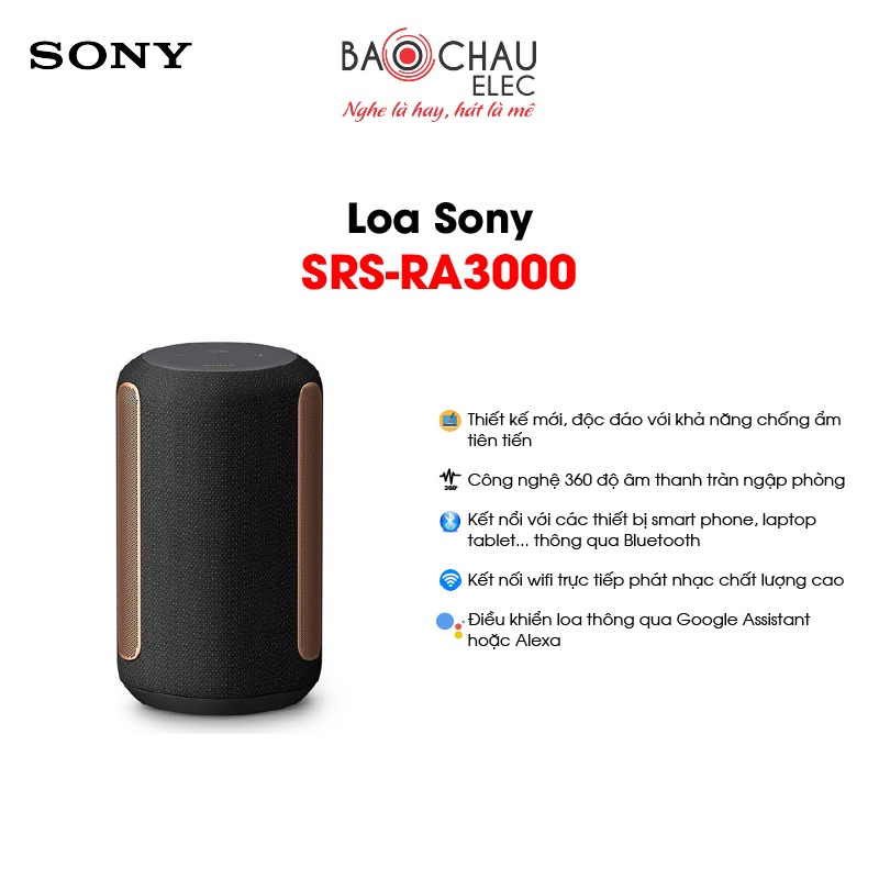 [CHÍNH HÃNG] Loa bluetooth Sony SRS-RA3000 | Thiết Kế Cực Đẹp - Kháng Ẩm -  Âm Thanh 360 Độ Ngập Phòng - Giá Rẻ Nhất