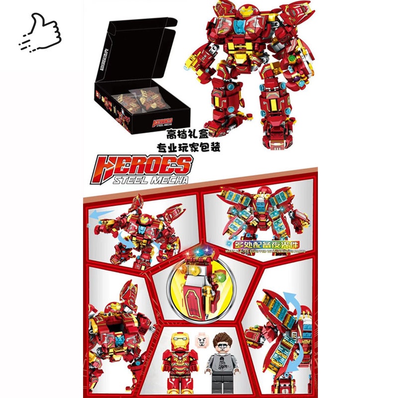 Đồ Chơi Lắp Ráp Kiểu LEGO Iron Man Găng Tay Vô Cực Model LY76038 Với 820+ Chi Tiết