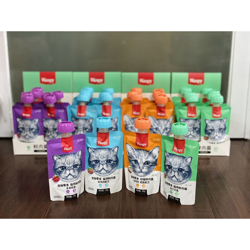 [Quận 8][Mỡ Mỡ Petshop] Combo 10 Súp thưởng wanpy nắp vặn 90g mix vị (giá rẻ nhất Shopee)