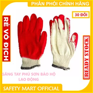 30 Đôi - Găng Tay Len Phủ Sơn Đỏ Bảo Hộ Lao Động