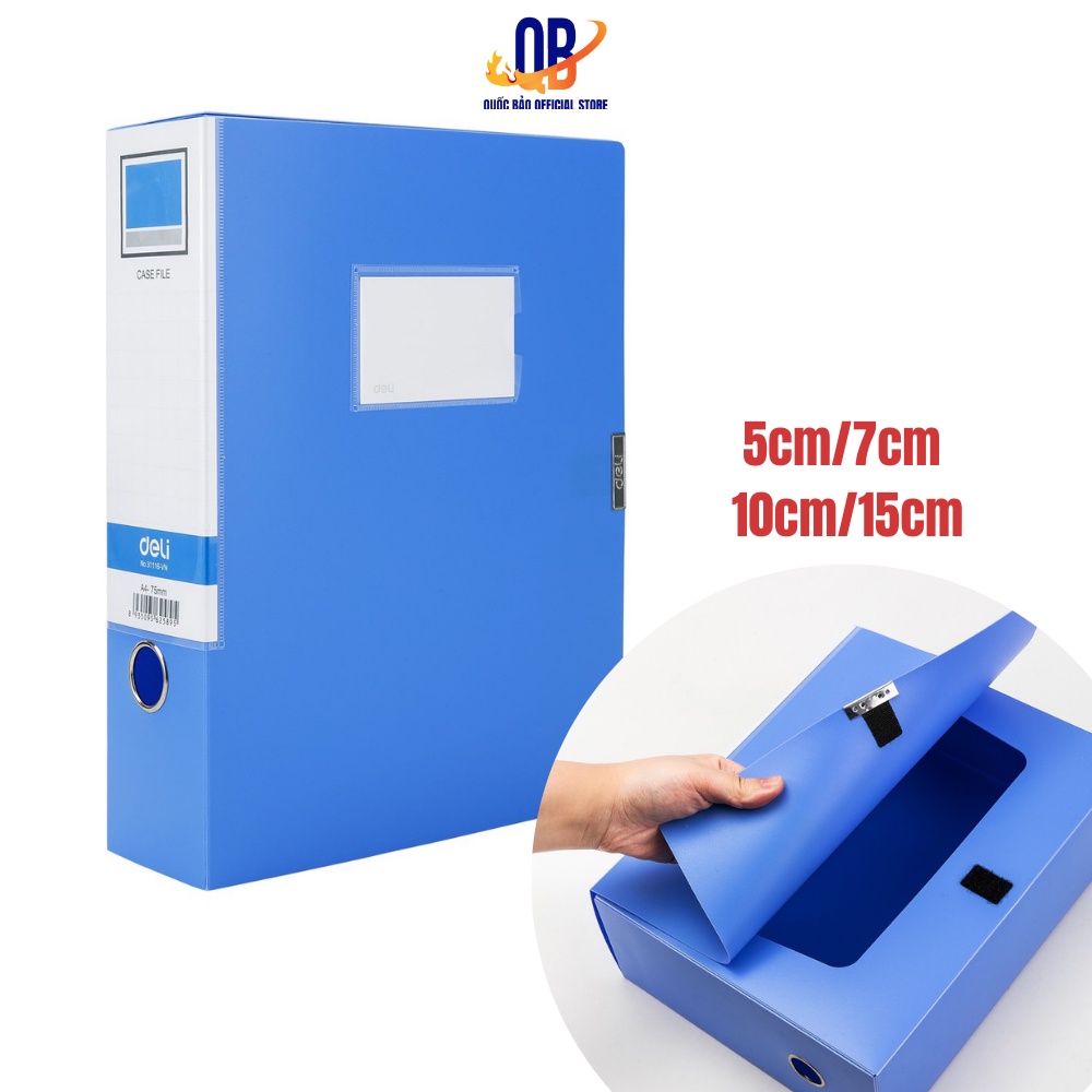 File hộp Deli - 5cm/7cm/10cm/15cm - chất liệu PP tốt - Xanh dương - 1 chiếc - W31115 / W31116 / W38117/W38118