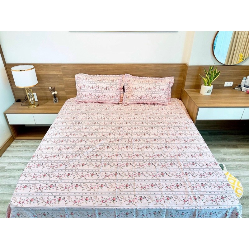 Set Ga Và 2 Vỏ Gối Nằm Cotton Living Hoạ Tiết Hoa Nhí Mềm Mát (12 mẫu -shinbedding)