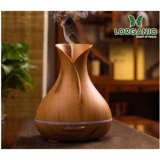 (TẶNG 2 CHAI TINH DẦU SẢ + CAM 10ML) Máy khuếch tán tinh dầu FX2021 bình hoa màu vàng