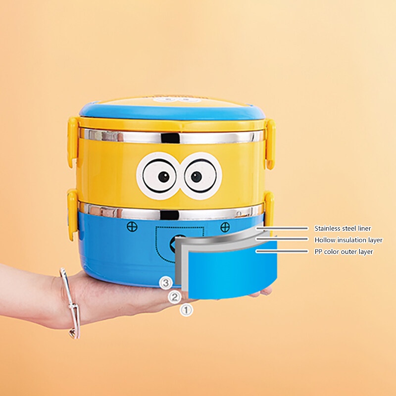 Hộp đựng cơm trưa Mengni giữ nhiệt bằng inox in hoạt hình đáng yêu