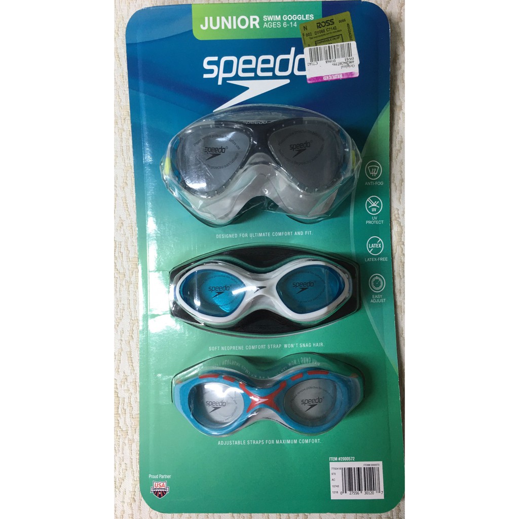 Bộ 3 kính bơi trẻ em 6-14 tuổi hiệu speedo cao cấp - Speedo junior swim goggles hàng xách tay mỹ