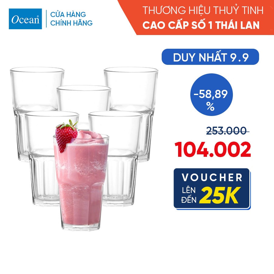 Bộ 6 Ly Thủy Tinh Ocean Centra Hiball 300ml