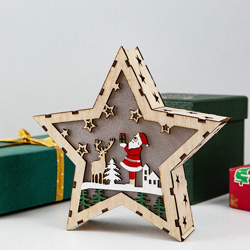 Đèn Led Hình Ngôi Nhà Gỗ Ông Già Noel / Người Tuyết Trang Trí Giáng Sinh