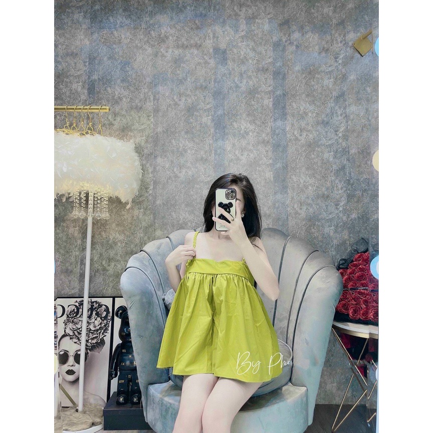 [ Miễn phí ship 2022 ] Set bộ babydoll 2 dây nhièu màu xinh xắn, bộ lụa đùi dáng phồng đi chơi, đi biển dễ thương