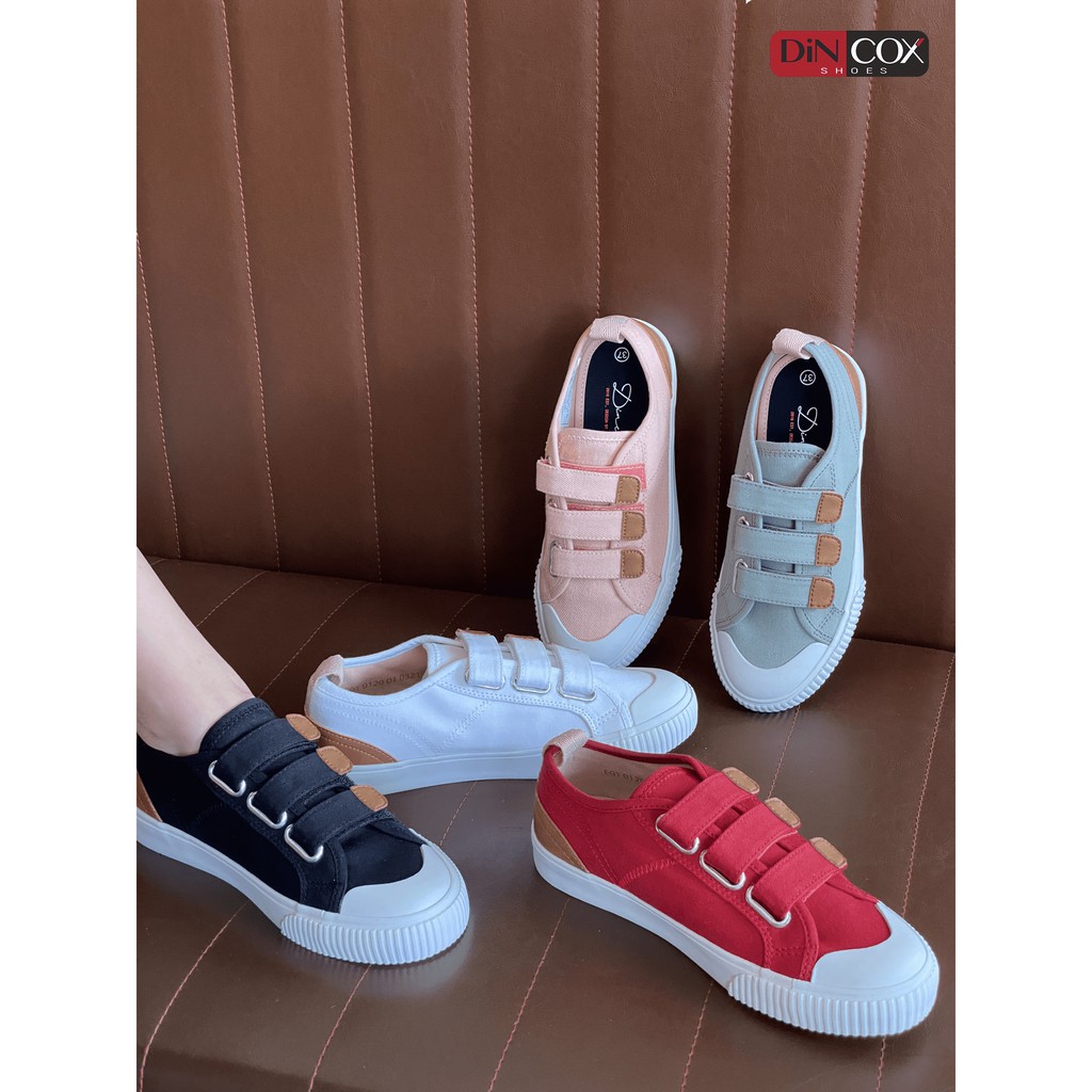 [MÃ WABR1512 GIẢM 12% ĐH 99K ]Giày Sneaker Vải Nữ DINCOX E01 Quai Dán Nữ Tính Red