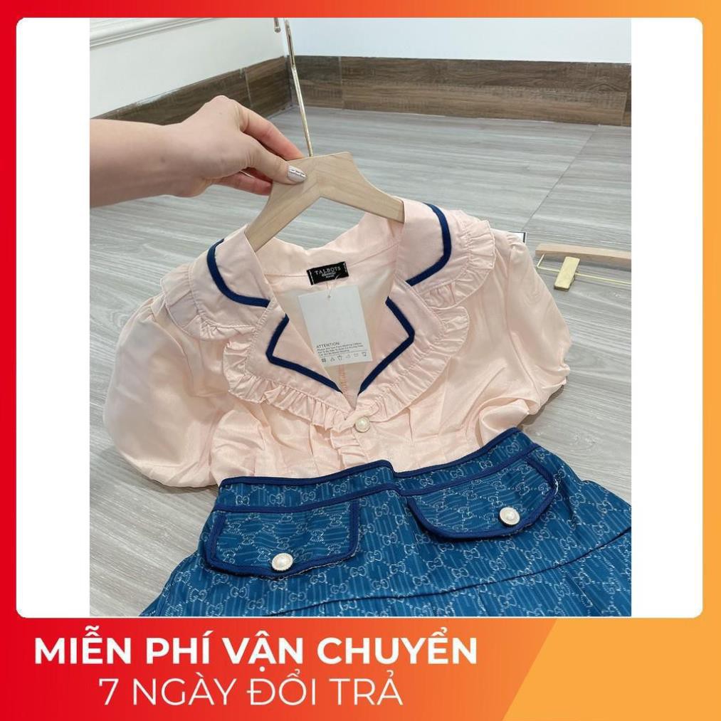 [ 𝐅𝐑𝐄𝐄 𝐒𝐇𝐈𝐏 ] Set Sơ Mi Bèo Tay Bồng Mix Chân Váy Nắp Túi | BigBuy360 - bigbuy360.vn