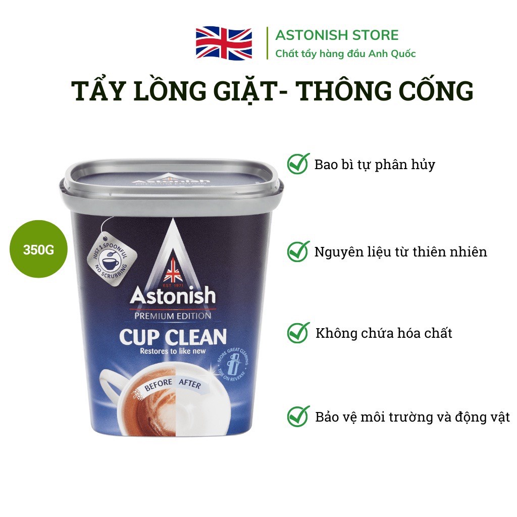 Bột tẩy đa năng Astonish tẩy lưới lọc máy hút mùi tẩy lồng máy giặt và thông tắc cống C9630