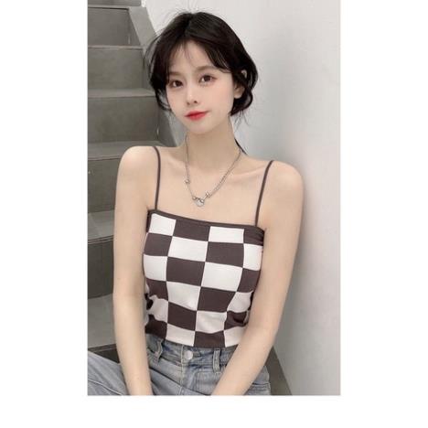 ❤️ Áo Bra Nữ Myna 2 Dây Mảnh Kẻ Ô Dáng Lửng Có Đệm Ngực Trend Mới 8161 ❤️