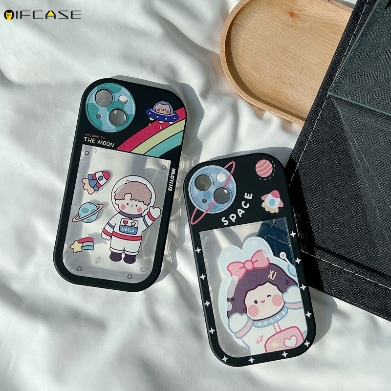 Ốp Điện Thoại Mềm Trong Suốt In Hình Phi Hành Gia / Nơ / Cầu Vồng Đơn Giản Sáng Tạo Cho iPhone 13 12 11 Pro Max XS Max XR X