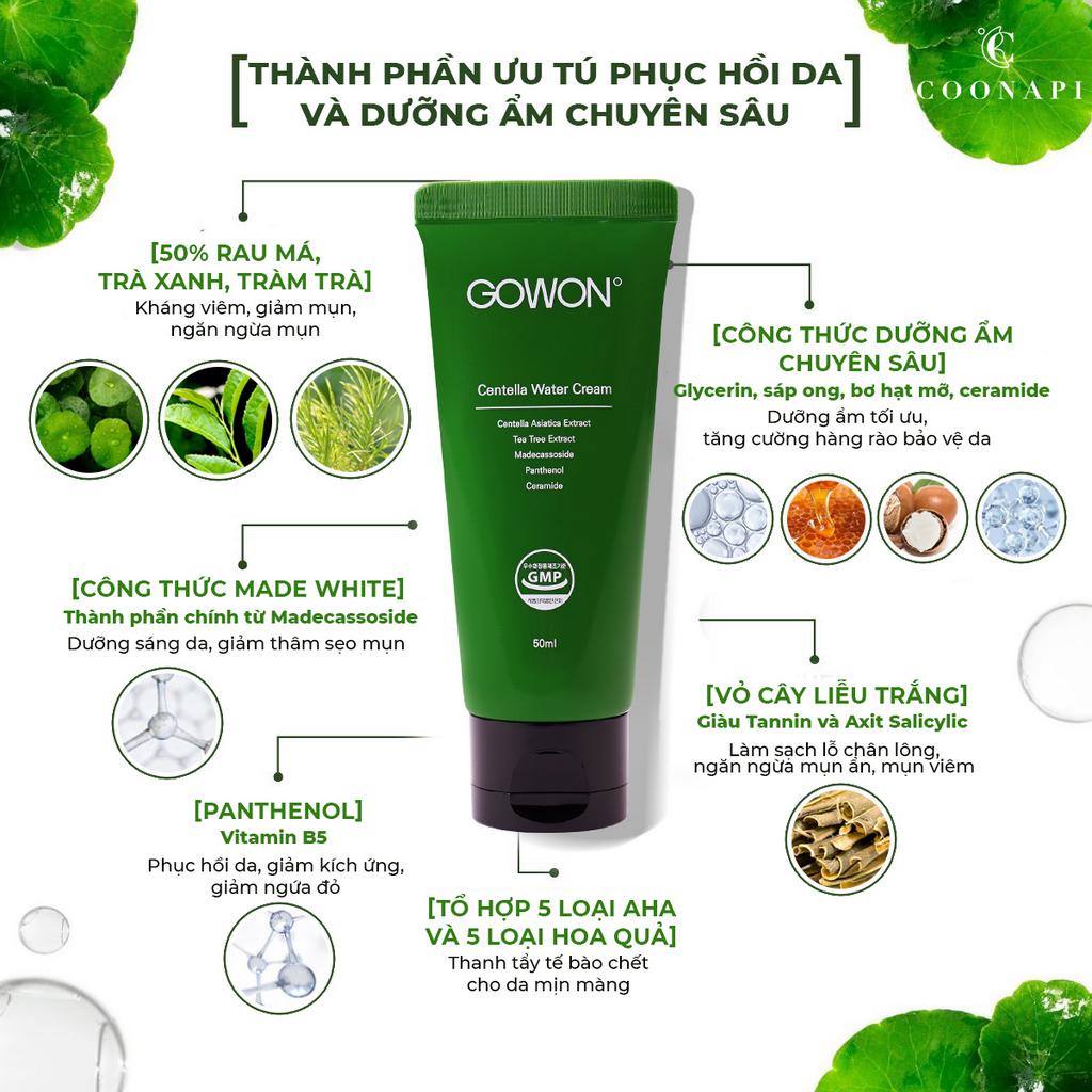 Kem Dưỡng Rau Má Phục Hồi Da Chuyên Sâu, Cải Thiện Mụn Và Thâm Mụn Gowon Centella Water Cream