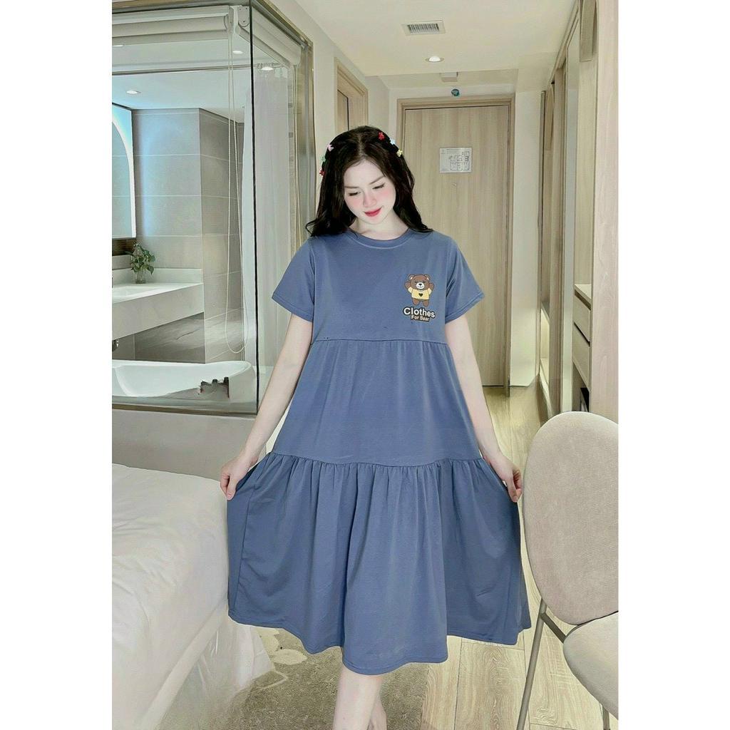 Váy bầu phông cotton mùa hè mặc mát Aidenshop đầm bầu suông thời trang