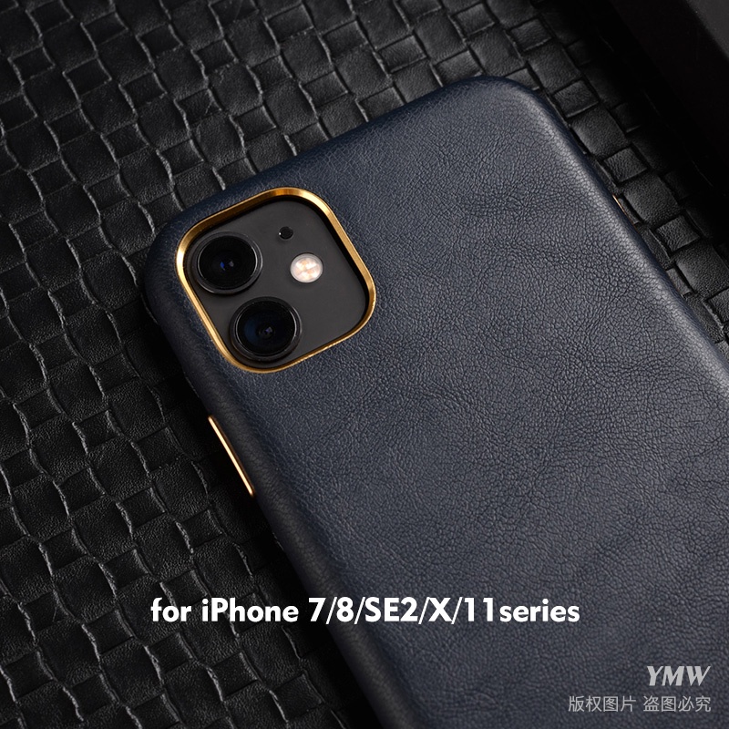 Sang Trọng Ốp Điện Thoại Da Phối Nút Kim Loại Dành Cho iphone 13 12 11 pro max x xs xr 7 8 plus
