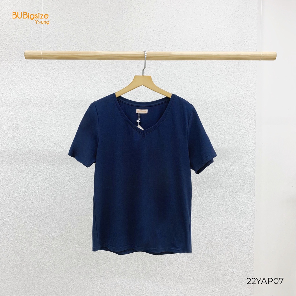 Áo phông trơn cổ tim BIGSIZE (55kg đến 95kg) - 22YAP07 - [BU Bigsize Young]