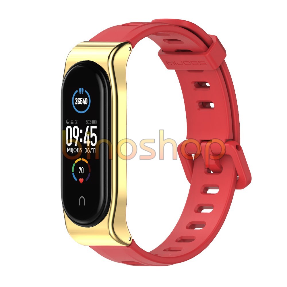 Dây đeo Miband 4, miband 3 cao su mặt kim loại PLUS/CLASSIC chính hãng MIJOBS, dây đeo thay thế mi band 4, mi band 3