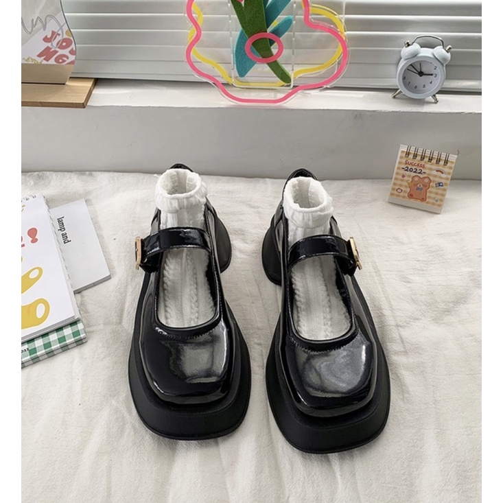 Giày búp bê có đế cao tiểu thư mũi vuông Mary Jane Yannie Lolita
