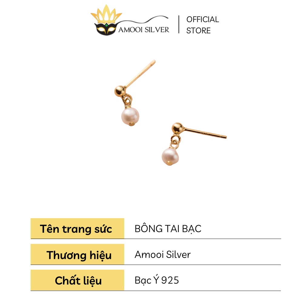Bông tai bạc S925 hạt ngọc tòn ten - Amooi Silver AB171