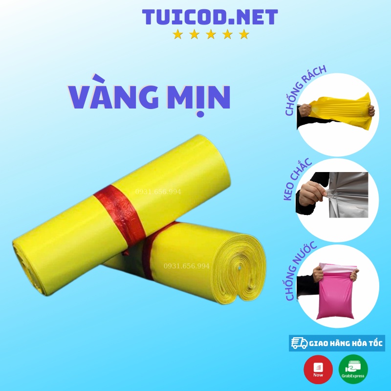 Túi Gói Hàng Màu Vàng Mịn Cuộn 100 Cái Có Sẵn Keo Dán Niêm Phong Giá Xưởng