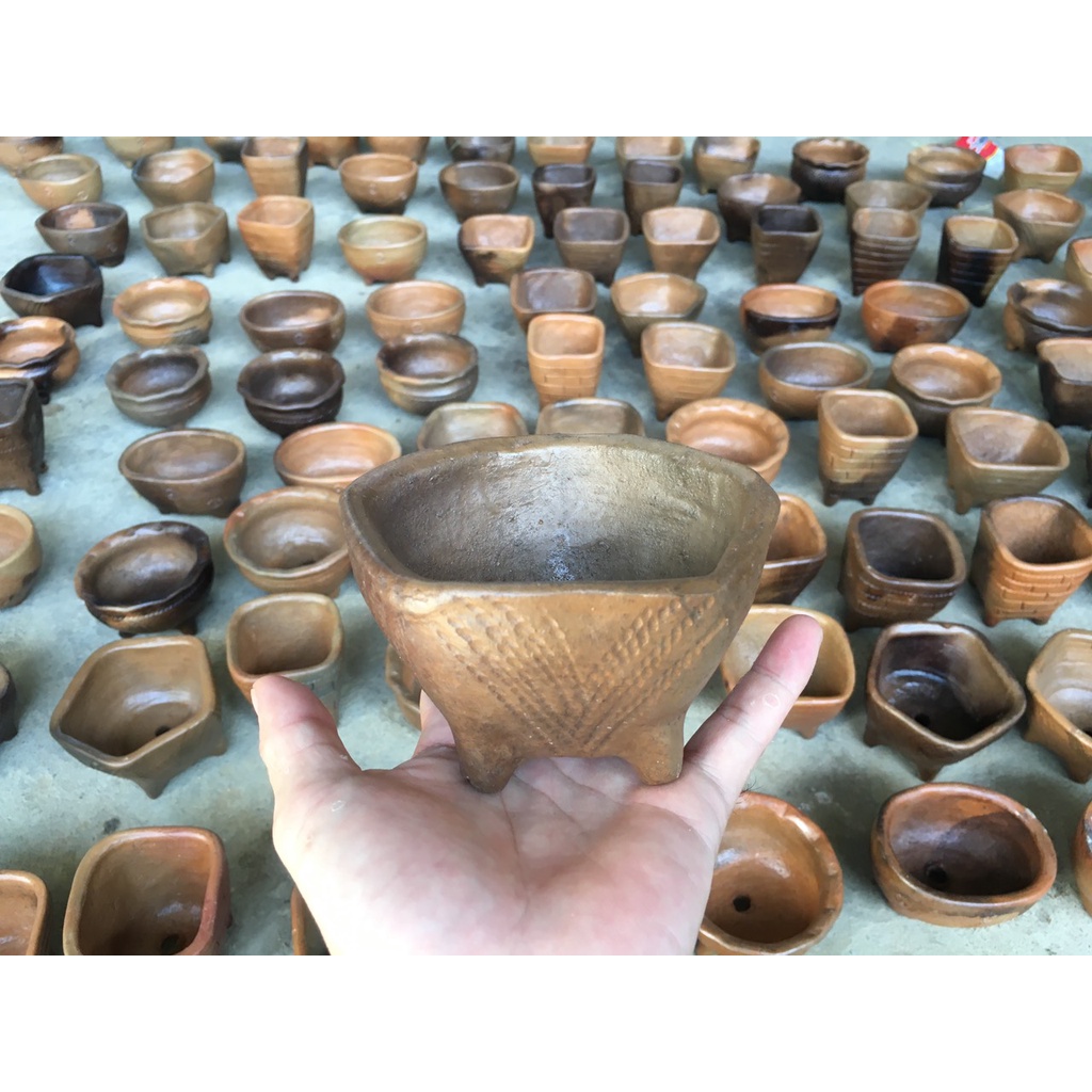 Combo 5 Chậu gốm đất nung | Chậu sen đá | Gốm đất nung | Gốm Bàu Trúc | Gốm Chăm