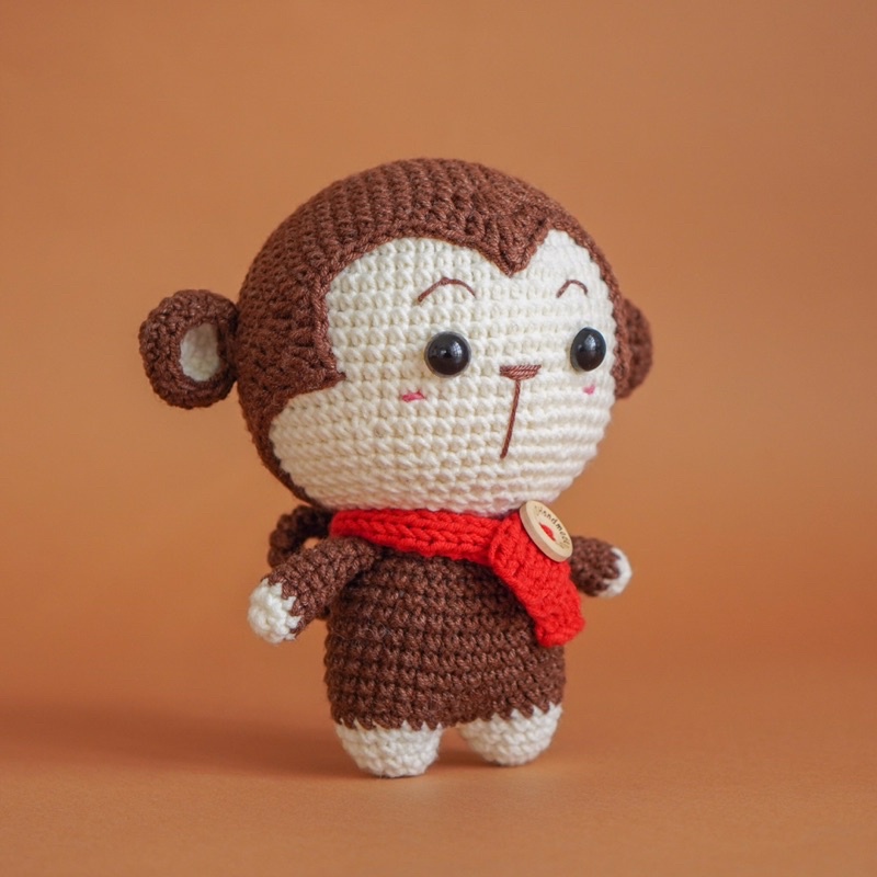 Con Khỉ Nhồi Bông Bằng Len Làm Móc Khoá Quà Tặng - Thú Bông Len Handmade Đan Móc Thủ Công Bằng Tay