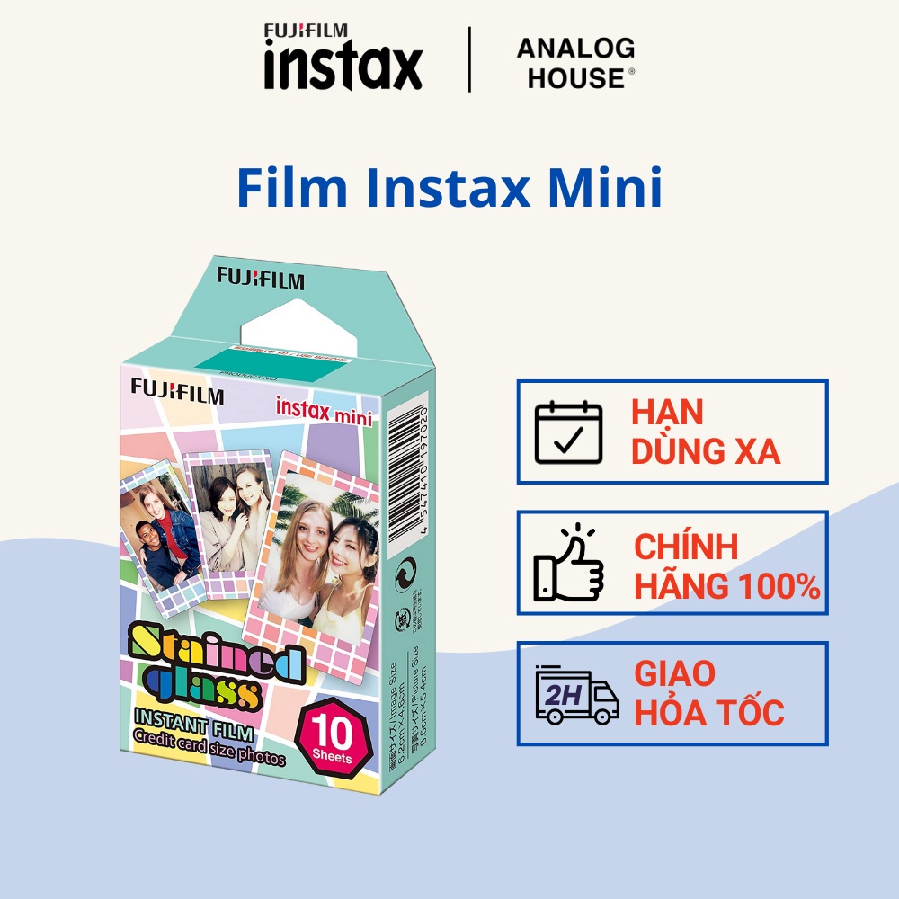 Film chụp ảnh lấy liền FUJIFILM Instax Mini - Viền Stained Glass - Hộp 10 tấm, Hạn dùng 2024-2025