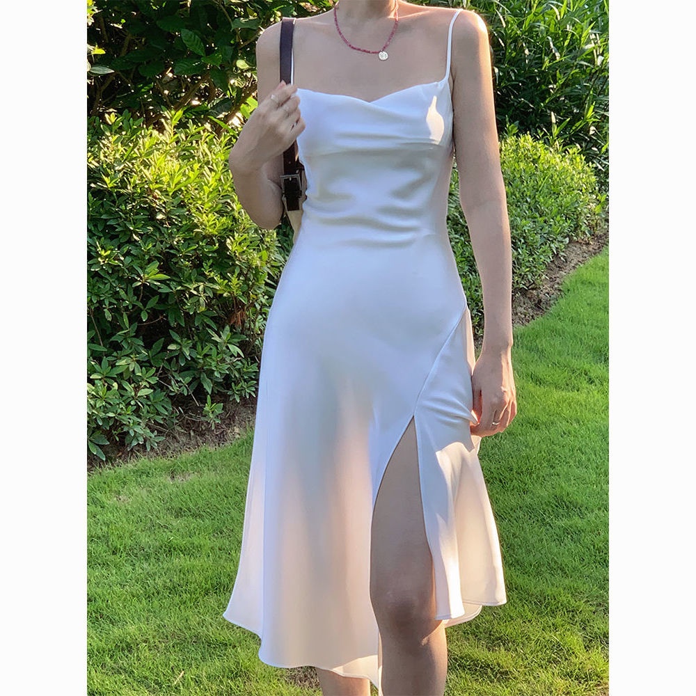 Đầm Hai Dây Dáng Dài Phong Cách Pháp Thời Trang Mùa Hè Cổ Điển Cho Nữ