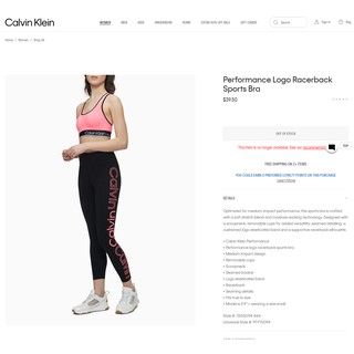 Áo sport bra Calvin Klein Performance xịn