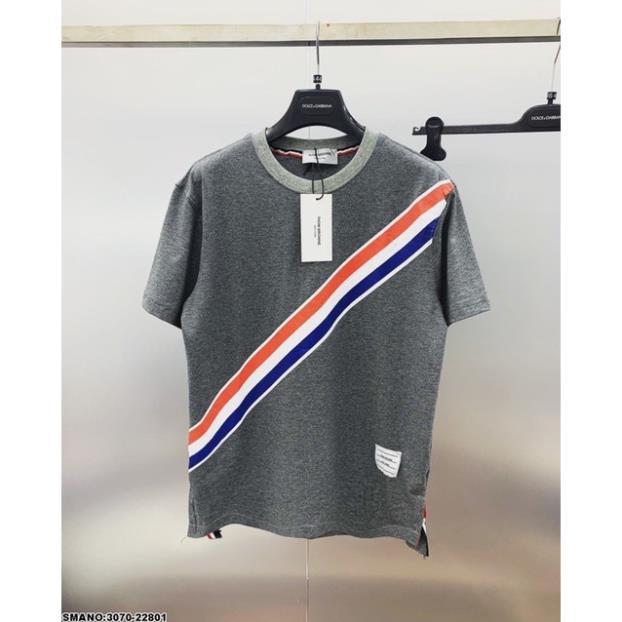 [Ảnh Thật] Áo thun nam kẻ sọc chéo đỏ xanh cao cấp - Áo Phông Thome Nam