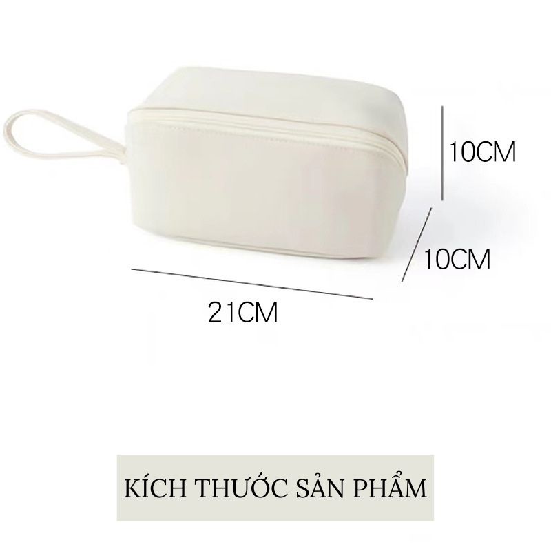 Túi đựng mỹ phẩm chia ngăn tiện lợi da trơn nhiều màu cầm tay nhỏ gọn tiện ích jumito