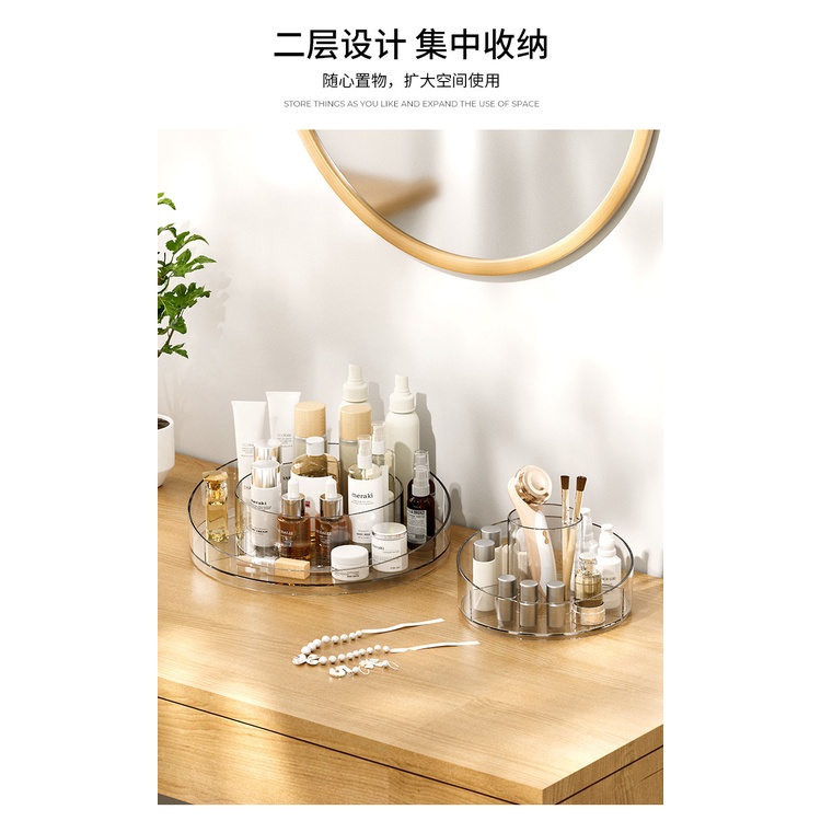 Hộp Đựng Mỹ Phẩm Bằng Acrylic Trong Suốt Có Thể Xoay Được Tiện Dụng