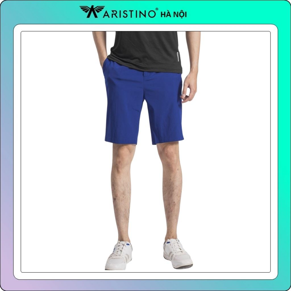 Quần short gió nam thể thao ARISTINO cạp một nửa chun, có khuy khóa kéo tiện lợi aso021s9- reguler