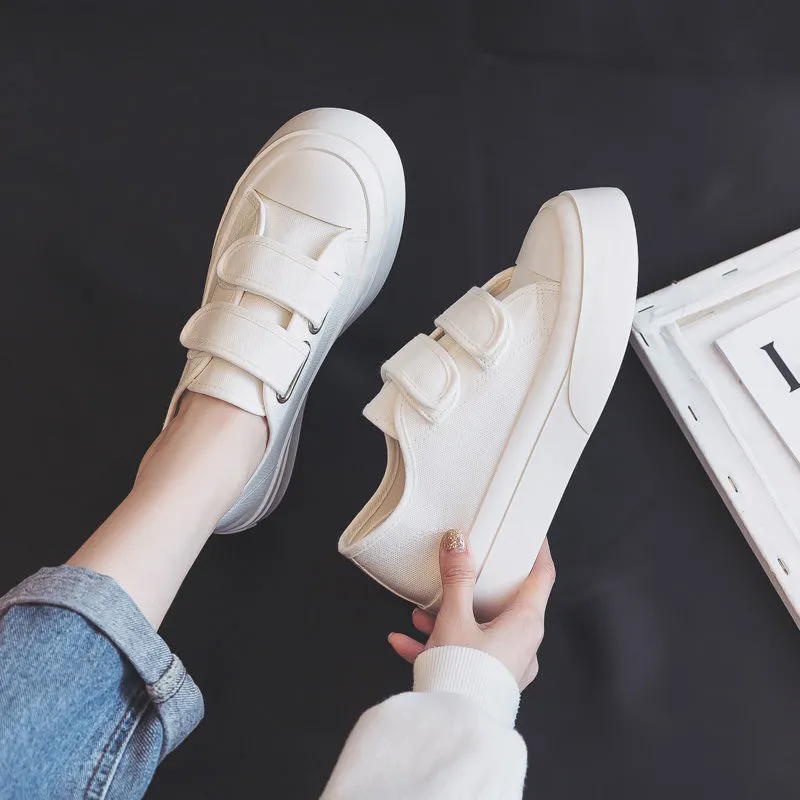 Giày canvas đế dày quai dán thời trang mùa xuân mới 2021 dành cho nữ
