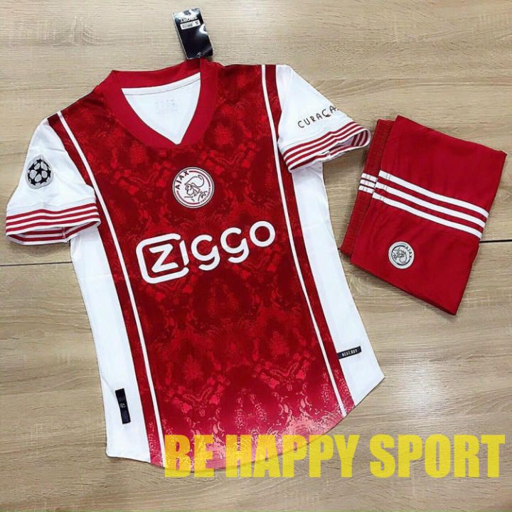 Áo Thể Thao AJAX Đỏ Cổ Tim Vải Thun Thái Phong Cách - Quần Áo Đá Bóng PP Bởi Be Happy Sport