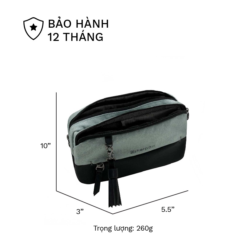 Túi đeo hông Sherpani Qube thời trang nam nữ, chống thấm tốt, chống trộm bằng công nghệ RFID_Bảo hành 12 tháng