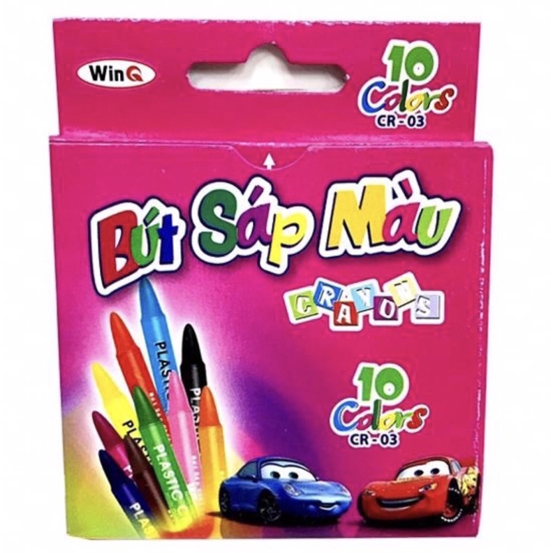 Bút Sáp Màu Cho Bé: Hộp 10 Cây Thương Hiệu WinQ(Crayons).