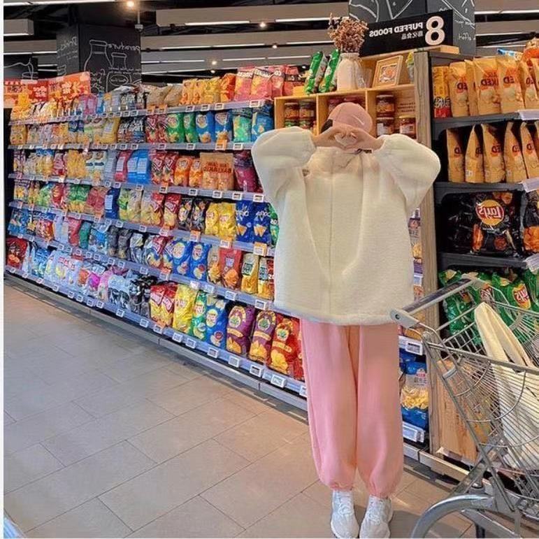 Áo khoác lông thỏ nhân tạo dày dặn giữ ấm mùa thu đông phong cách Hàn Quốc cho nữ