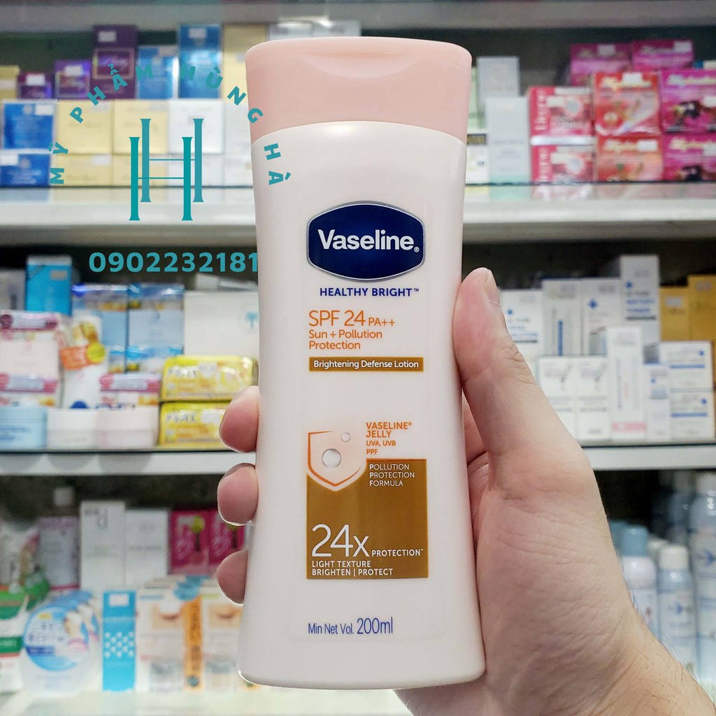 Dưỡng thể Vaseline, kem dưỡng thể Vaseline, dưỡng thể dưỡng trắng toàn thân, chống nắng Spf 24 PA++ 200ml