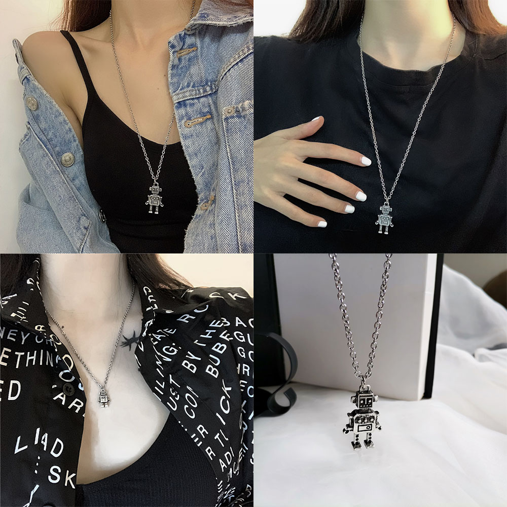 Vòng cổ mặt robot phong cách retro