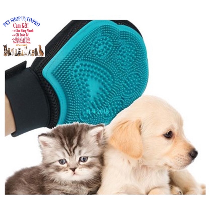 Găng tay tắm Găng tay chải lông cho Chó Mèo thú cưng GROOMING GLOVE Dài 24cm Giúp thú cưng thư giãn sảng khoái