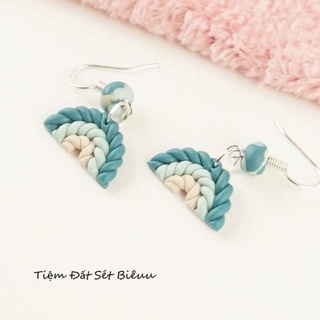 Khuyên tai đất sét Polymer handmade Blue Rainbow