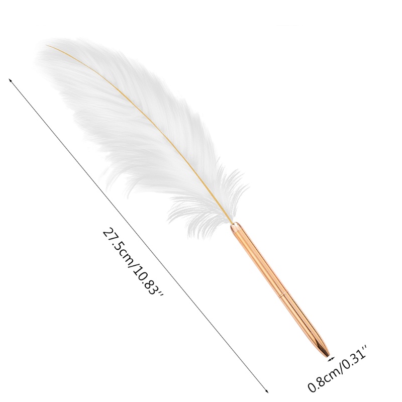 Bút Bi Hình Lông Vũ Bằng Kim Loại Màu Trắng Phong Cách Retro Cho Đám Cưới