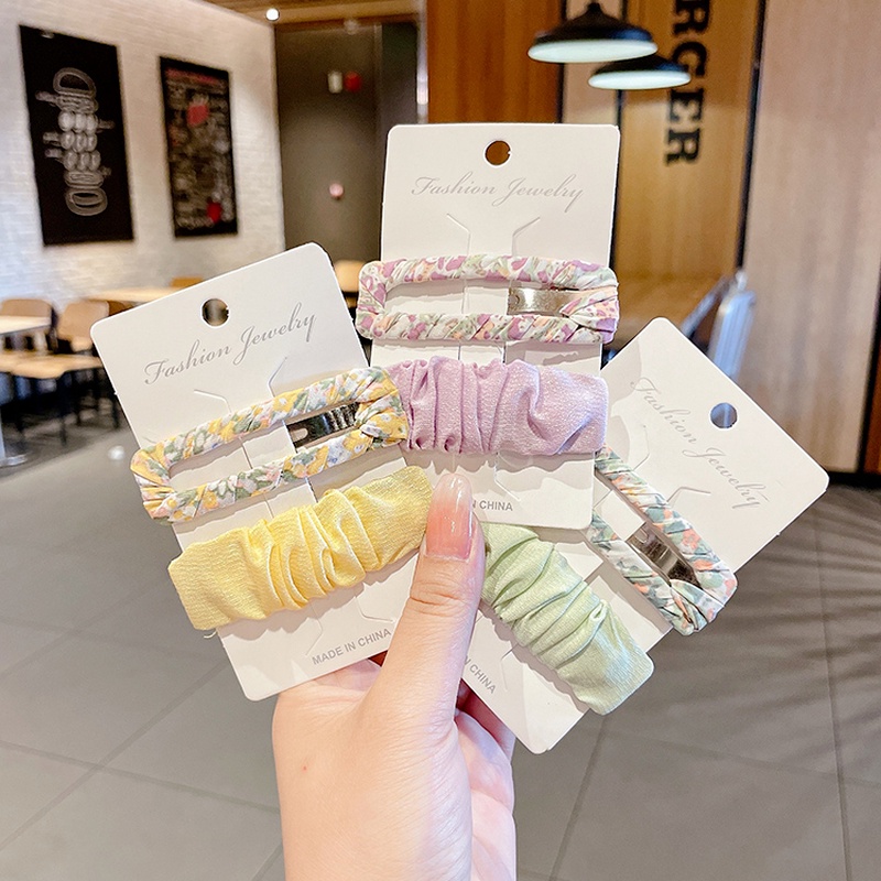 Kẹp Tóc Họa Tiết Hoa Màu Trơn Ngọt Ngào Thời Trang Mới 2021