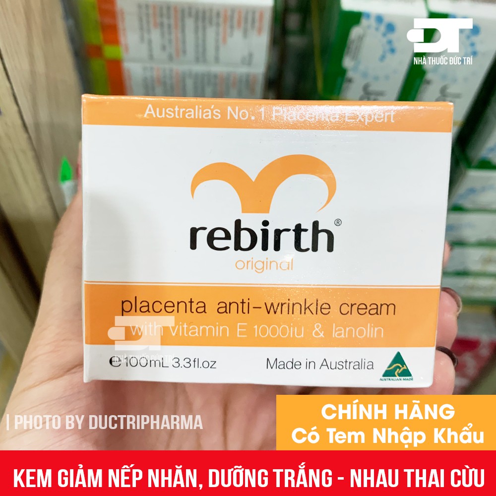 [CHÍNH HÃNG] Kem chống nhăn nhau thai cừu Rebirth Placenta Anti Wrinkle Cream Vitamin E & Lanolin 100g - [CHÍNH HÃNG]