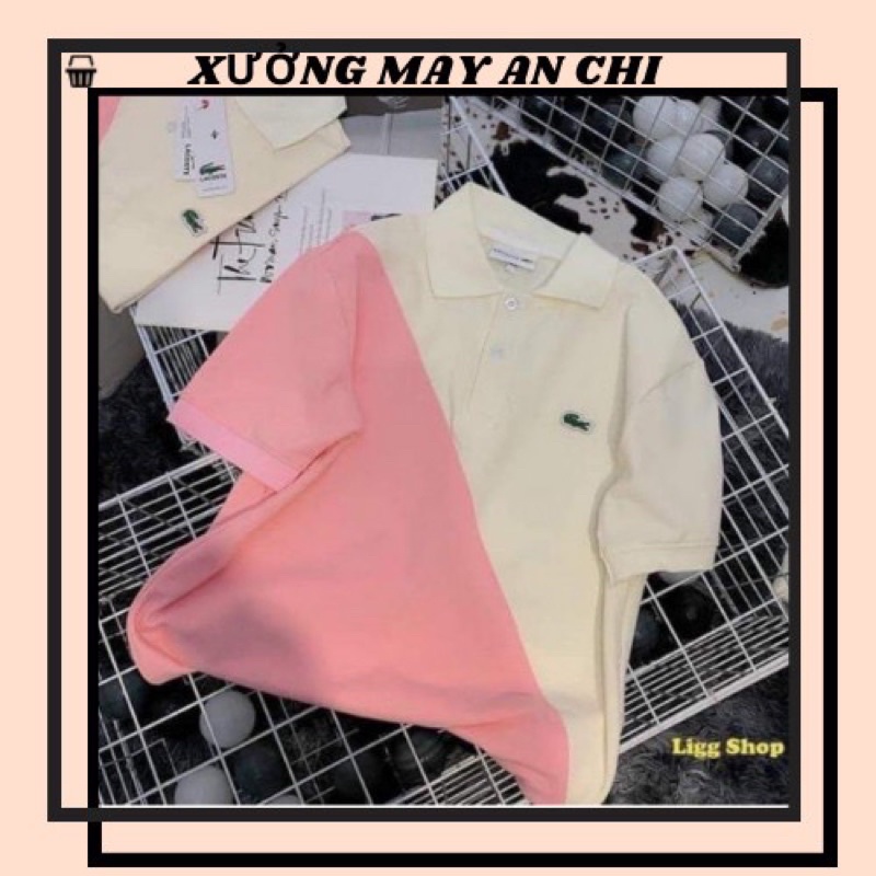 Áo Nữ Polo Phối Trắng Hồng Mặc Lên Siêu Xinh (Hàng Có Sẵn)