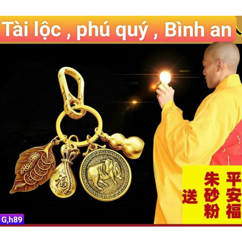 móc chìa khoá xe máy ô tô 12 con giáp tài lộc phú quý