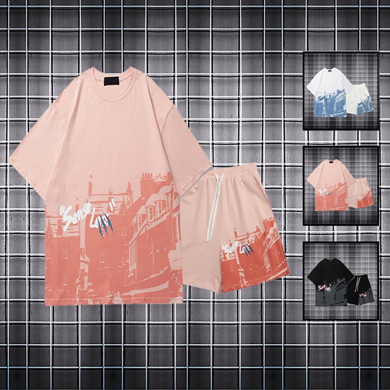 Bộ Quần Áo Thun Nam Nữ Unisex Ngắn Tay Cổ Tròn Phối Họa Tiết Hoạt Hình Thời Trang Zenkonu TOP NAM 220 + SHORT NAM 041